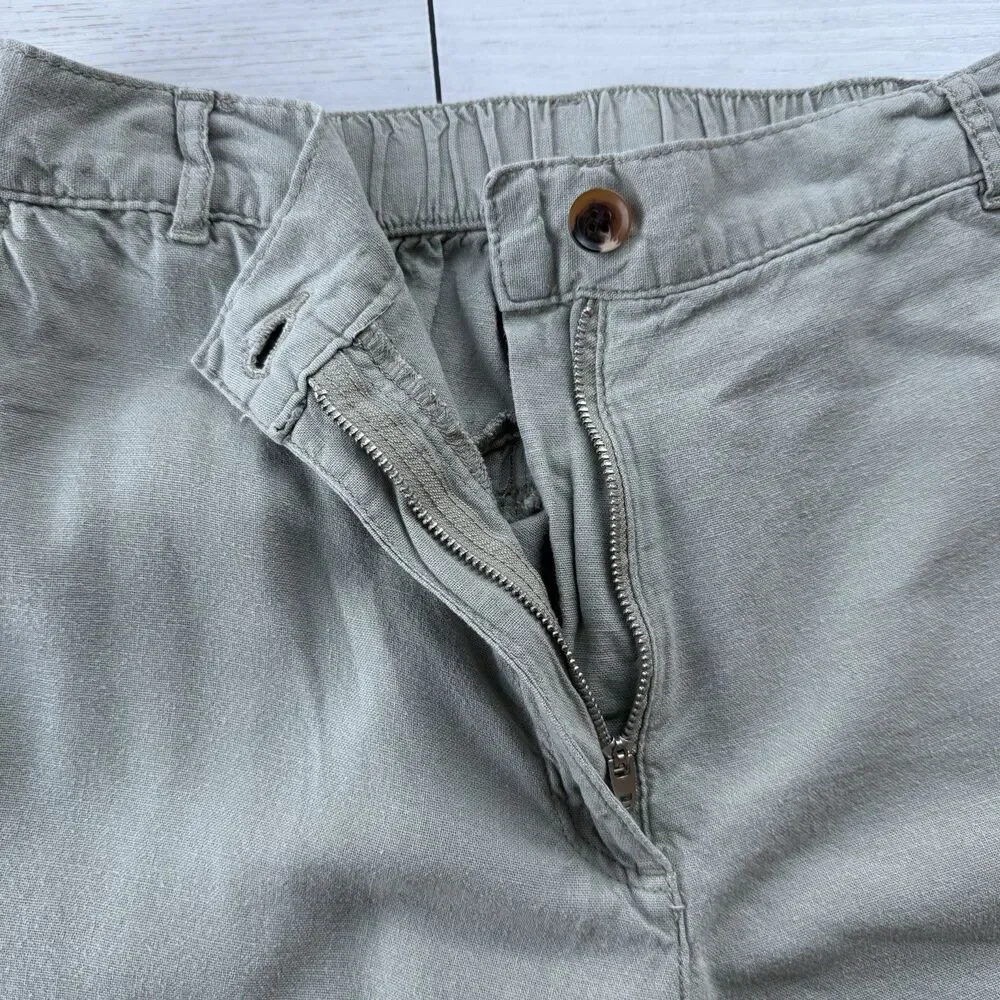 H&M Mens Medium Green Linen Blend Chino Pants Lightweight Casual Coastal Preppy